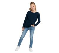 LUXFAB Kids Girls Boys New Plain Long Sleeve Basic Stretch Round Neck T-Shirt School Tee Top Size 2-13 Years Navy