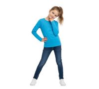 LUXFAB Kids Girls Boys New Plain Long Sleeve Basic Stretch Round Neck T-Shirt School Tee Top Size 2-13 Years Turquoise