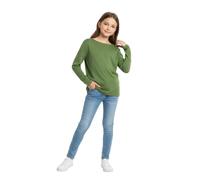 LUXFAB Kids Girls Boys New Plain Long Sleeve Basic Stretch Round Neck T-Shirt School Tee Top Size 2-13 Years Khaki