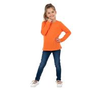 LUXFAB Kids Girls Boys New Plain Long Sleeve Basic Stretch Round Neck T-Shirt School Tee Top Size 2-13 Years Neon Orange