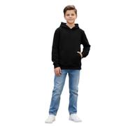LUXFAB Kids Plain Pullover Hoodie - Unisex Fleece Sweatshirt, Long-Sleeve PE School Jumper for Boys and Girls, Ages 7-13 Years, Casual Fashion (UK, Age, 10 Years, Regular, Black)