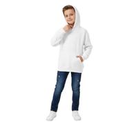 LUXFAB Kids Plain Pullover Hoodie - Unisex Fleece Sweatshirt, Long-Sleeve PE School Jumper for Boys and Girls, Ages 7-13 Years, Casual Fashion (UK, Age, 13 Years, Regular, White)