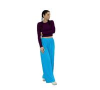 LUXFAB Ladies Long Palazzo Wide Leg Trousers - Flared, High Waist, Plus Size, Elasticated Waistband, Women Stretchy, Soft Lounge Pants - Sizes 8-26 (UK, Numeric, 12, 14, Regular, Regular, Turquoise)