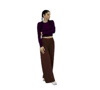 LUXFAB Ladies Long Palazzo Wide Leg Trousers - Flared, High Waist, Plus Size, Elasticated Waistband, Women Stretchy, Soft Lounge Pants - Sizes 8-26 (UK, Numeric, 24, 26, Plus, Regular, Brown)