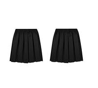 LUXFAB UK School Uniform Girls Summer Formal Dress Bottom Full Elastic Box Pleat Skirt Only Uniform (UK, Age, 4 Years, 5 Years, Regular, Pack of 2 - Black)