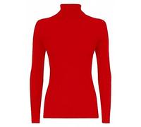 LUXFAB Women’s Ladies Plain Ribbed Stretch Polo Turtleneck Rib Top Jumper for Winter UK Sizes 8-26 Red