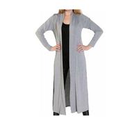 LUXFAB Women’s Plus Size Maxi Long Cardigan UK | Floaty Full Sleeve Open Front Coatigan | Lightweight Collared Duster Jacket | Ladies Longline Cover Up Sizes 8-26 Grey