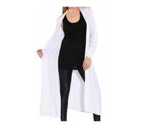 LUXFAB Women’s Plus Size Maxi Long Cardigan UK | Floaty Full Sleeve Open Front Coatigan | Lightweight Collared Duster Jacket | Ladies Longline Cover Up Sizes 8-26 White
