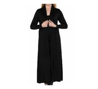 LUXFAB Women’s Plus Size Maxi Long Cardigan UK | Floaty Full Sleeve Open Front Coatigan | Lightweight Collared Duster Jacket | Ladies Longline Cover Up Sizes 8-26 Black