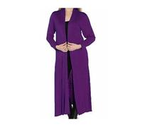 LUXFAB Women’s Plus Size Maxi Long Cardigan UK | Floaty Full Sleeve Open Front Coatigan | Lightweight Collared Duster Jacket | Ladies Longline Cover Up Sizes 8-26 Purple