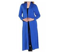 LUXFAB Women’s Plus Size Maxi Long Cardigan UK | Floaty Full Sleeve Open Front Coatigan | Lightweight Collared Duster Jacket | Ladies Longline Cover Up Sizes 8-26 Royal Blue