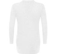 LUXFAB Women's Chunky Cable Open Front Cardigan Long Sleeve Grandad Style Winter Sweater with Pockets Warm Knitted Outerwear Honey Comb 8-22 (UK, Numeric, 16, 18, Plus, Regular, White)