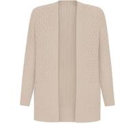 LUXFAB Women's Chunky Cable Open Front Cardigan Long Sleeve Grandad Style Winter Sweater with Pockets Warm Knitted Outerwear Honey Comb 8-22 (UK, Numeric, 12, 14, Regular, Regular, Stone)