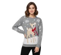 LUXFAB Women's Knitted Merry Christmas Long Sleeve Xmas Tree Ladies Pom Jumper 8-24