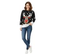 LUXFAB Women's Knitted Merry Christmas Long Sleeve Xmas Tree Ladies Pom Jumper 8-24