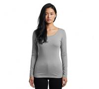 LUXFAB Women's Long Sleeve T-Shirt Top with Scoop Neck Soft Stretch Viscose Fabric Athletic Fit, Bright Colors, Sizes 8-26 Plus Comfert Stretch Ladies Light Grey