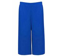 LUXFAB Womens New Floral Printed/Plain Wide Leg 3/4 Length Short Palazzo Trousers Royal Blue