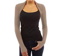 LUXFAB Womens Plain Long Sleeve Bolero Shrug Crop Top Ladies Cropped Cardigan Tops UK 8-26 (UK, Numeric, 12, 14, Regular, Regular, Mocha)