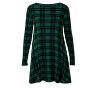 LUXFAB Womens Plain Long Sleeve Stretch A Line Skater Dress - Flared Swing Tunic Top - Plus Size Casual T-Shirt Dress UK Sizes 8-26 Lightweight Stretch