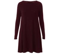 LUXFAB Womens Plain Long Sleeve Stretch A Line Skater Dress - Flared Swing Tunic Top - Plus Size Casual T-Shirt Dress UK Sizes 8-26 Lightweight Stretch Brown