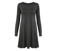 LUXFAB Womens Plain Long Sleeve Stretch A Line Skater Dress - Flared Swing Tunic Top - Plus Size Casual T-Shirt Dress UK Sizes 8-26 Lightweight Stretch Jade Green