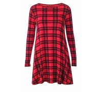 LUXFAB Womens Plain Long Sleeve Stretch A Line Skater Dress - Flared Swing Tunic Top - Plus Size Casual T-Shirt Dress UK Sizes 8-26 Lightweight Stretch