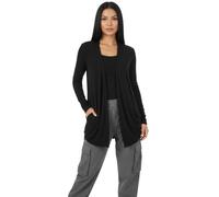 LUXFAB Women's Plus Size Long Sleeve Open Front Cardigan with Pockets - Soft Waterfall Boyfriend Knit Jumper Cover Up Casual Comfort Fit UK Sizes 8-26