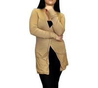 LUXFAB Women's Plus Size Long Sleeve Open Front Cardigan with Pockets - Soft Waterfall Boyfriend Knit Jumper Cover Up Casual Comfort Fit UK Sizes 8-26