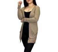 LUXFAB Women's Plus Size Long Sleeve Open Front Cardigan with Pockets - Soft Waterfall Boyfriend Knit Jumper Cover Up Casual Comfort Fit UK Sizes 8-26