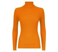LUXFAB Womens Ribbed Polo Neck Long Sleeve Top Stretch Winter Turtleneck Jumper Thermal Warm Knit Casual Slim Fit UK Sizes 8-26 Comfert Stretch Ladies Orange