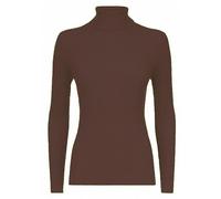 LUXFAB Womens Ribbed Polo Neck Long Sleeve Top Stretch Winter Turtleneck Jumper Thermal Warm Knit Casual Slim Fit UK Sizes 8-26 Comfert Stretch Ladies Brown