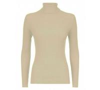 LUXFAB Womens Ribbed Polo Neck Long Sleeve Top Stretch Winter Turtleneck Jumper Thermal Warm Knit Casual Slim Fit UK Sizes 8-26 Comfert Stretch Ladies Beige