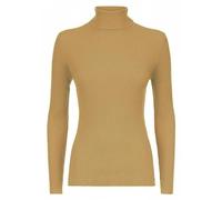 LUXFAB Womens Ribbed Polo Neck Long Sleeve Top Stretch Winter Turtleneck Jumper Thermal Warm Knit Casual Slim Fit UK Sizes 8-26 Comfert Stretch Ladies Camel