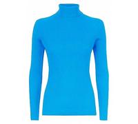 LUXFAB Womens Ribbed Polo Neck Long Sleeve Top Stretch Winter Turtleneck Jumper Thermal Warm Knit Casual Slim Fit UK Sizes 8-26 Comfert Stretch Ladies Turquoise