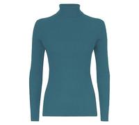 LUXFAB Womens Ribbed Polo Neck Long Sleeve Top Stretch Winter Turtleneck Jumper Thermal Warm Knit Casual Slim Fit UK Sizes 8-26 Comfert Stretch Ladies Teal