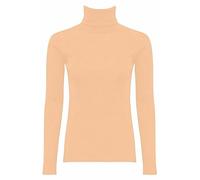 LUXFAB Womens Ribbed Polo Neck Long Sleeve Top Stretch Winter Turtleneck Jumper Thermal Warm Knit Casual Slim Fit UK Sizes 8-26 Comfert Stretch Ladies Peach