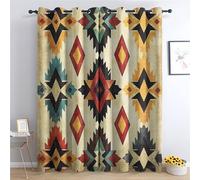 Luxfieo Aztec Blackout Curtains for Living Room Bedroom - 54 Inch Drop Curtains 46x54, Rustic Tribal Southwestern Patterned Window Treatments, Thermal Eyelet Drapes 2 Panels E#91