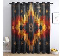 Luxfieo Aztec Blackout Curtains for Living Room Bedroom - 54 Inch Drop Curtains 46x54, Southwestern Native American Patterned Window Treatments, Thermal Eyelet Drapes 2 Panels E#141
