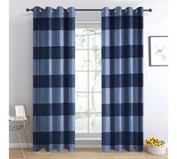 Luxfieo Buffalo Check Blackout Curtains for Living Room Bedroom - 72 Inch Drop Curtains 46x72, Blue Gingham Plaid Patterned Window Treatments, Thermal Eyelet Drapes 2 Panels R#214