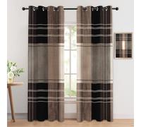 Luxfieo Buffalo Plaid Blackout Curtains for Living Room Bedroom - 90 Inch Drop Curtains 46x90, Brown Buffalo Check Gingham Patterned Window Treatments, Thermal Eyelet Drapes 2 Panels