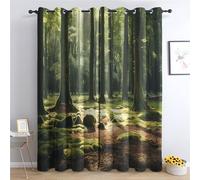 Luxfieo Forest Blackout Curtains for Living Room Bedroom - 72 Inch Drop Curtains 46x72, Green Tree Nature Landscape Patterned Window Treatments, Thermal Eyelet Drapes 2 Panels