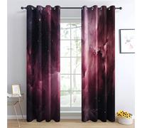 Luxfieo Galaxy Blackout Curtains for Living Room Bedroom - 72 Inch Drop Curtains 66x72, Outer Space Nebula Patterned Window Treatments, Thermal Eyelet Drapes 2 Panels Q#117
