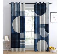Luxfieo Geometric Blackout Curtains for Living Room Bedroom - 108 Inch Drop Curtains 90x108, Blue Grey Modern Abstract Patterned Window Treatments, Thermal Eyelet Drapes 2 Panels U#80