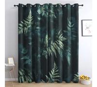 Luxfieo Green Leaf Blackout Curtains for Living Room Bedroom - 72 Inch Drop Curtains 46x72, Emerald Green Leaves Botanical Patterned Window Treatments, Thermal Eyelet Drapes 2 Panels
