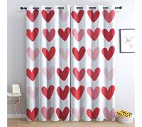 Luxfieo Heart Blackout Curtains for Living Room Bedroom - 72 Inch Drop Curtains 46x72, Girls Red and Pink Love Heart Patterned Window Treatments, Thermal Eyelet Drapes 2 Panels T#62