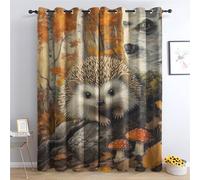 Luxfieo Hedgehog Blackout Curtains for Living Room Bedroom - 54 Inch Drop Curtains 66x54, Cute Forest Woodland Animal Patterned Window Treatments, Thermal Eyelet Drapes 2 Panels