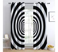 Luxfieo Optical Illusion Blackout Curtains for Living Room Bedroom - 54 Inch Drop Curtains 46x54, Black and White Psychedelic Patterned Window Treatments, Thermal Eyelet Drapes 2 Panels R#374