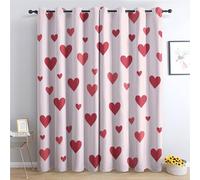 Luxfieo Red Heart Blackout Curtains for Living Room Bedroom - 54 Inch Drop Curtains 46x54, Girls Pink Romantic Hearts Patterned Window Treatments, Thermal Eyelet Drapes 2 Panels T#81