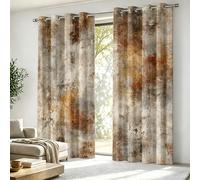 Luxfieo Rust Orange Blackout Curtains for Living Room Bedroom - 108 Inch Drop Curtains 90x108, Modern Abstract Distressed Earth Tone Watercolor Window Treatments, Thermal Eyelet Drapes 2 Panels