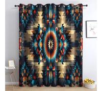 Luxfieo Southwestern Blackout Curtains for Living Room Bedroom - 54 Inch Drop Curtains 46x54, Rustic Aztec Tribal Patterned Window Treatments, Thermal Eyelet Drapes 2 Panels E#111